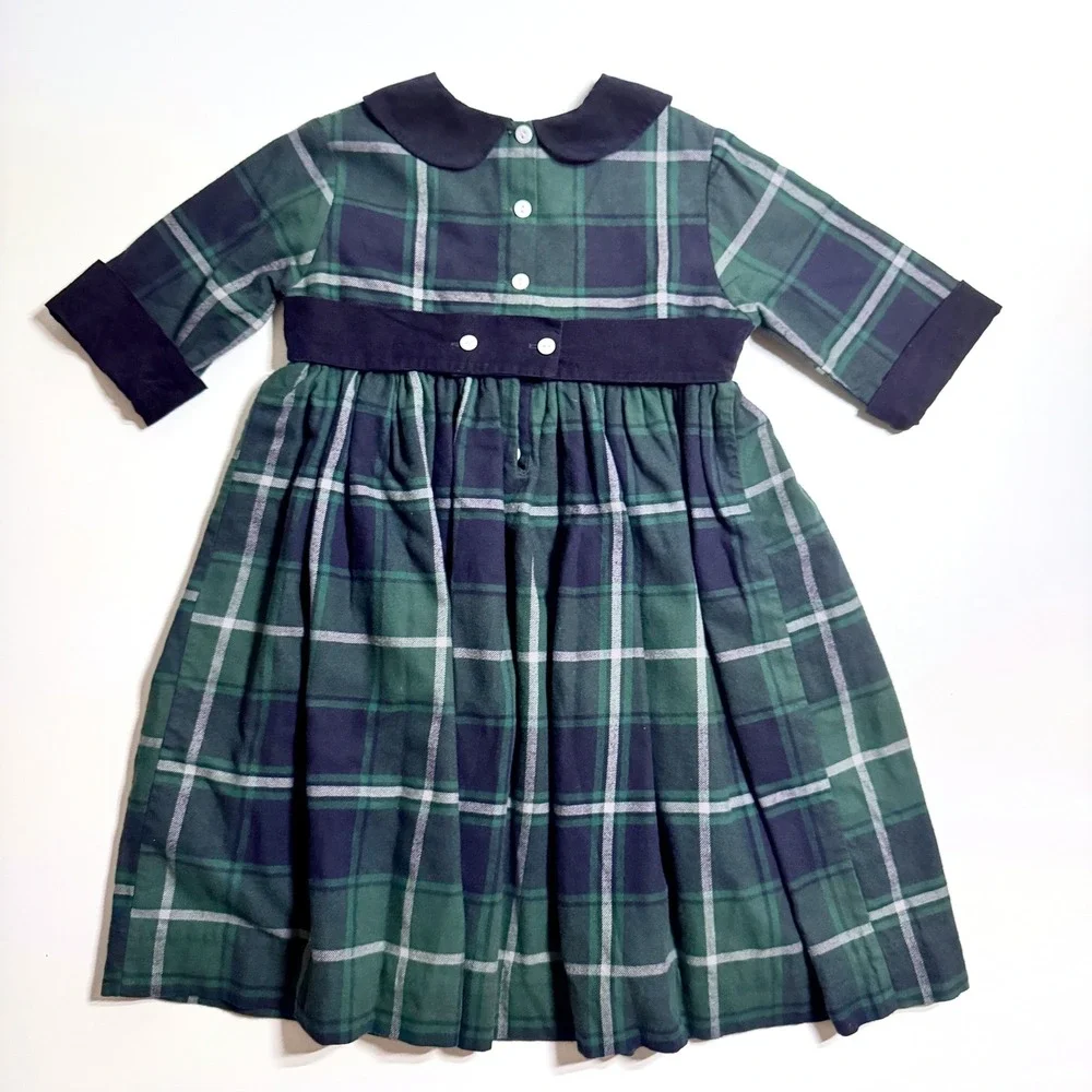 Bella Bliss Melbourne Plaid Remington Dress Girl's Size 8 Green Blue Holiday